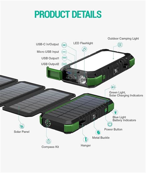 BLAVOR Solar Charger Power Bank W12 Pro Green EBay