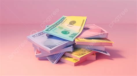 Pastel Euro Bills In A Floating Pack A 3d Render On A Pink Background ...