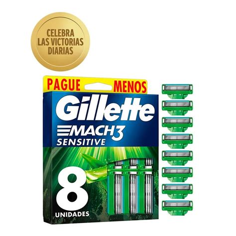 Cartucho De Rastrillo Gillette Mach Sensitive Con Aloe Piel Sensible