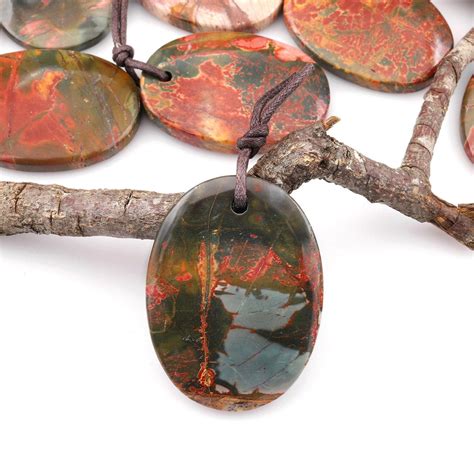 Natural Red Creek Jasper Pendant Oval Pendant Aka Multicolor Picasso J