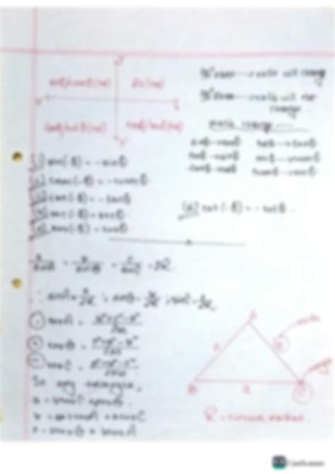 SOLUTION HSC Higher Mathematics Trigonometry Formula Notes Studypool