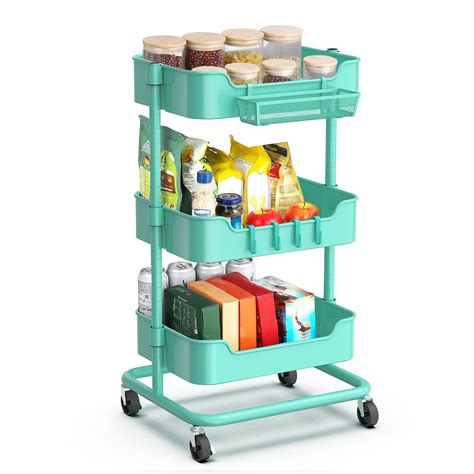 Buy Alvorog Tier Storage Trolley Metal Craft Trolley On Wheels Multi