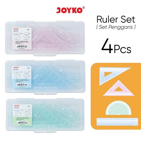 Jual RULER SET JOYKO RL PS3 PASTEL COLOR BUSUR PENGGARIS SET ISI 4