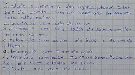 Solved Calcule O Perimetra Das Figuras Planas A Se Guin De Acordo