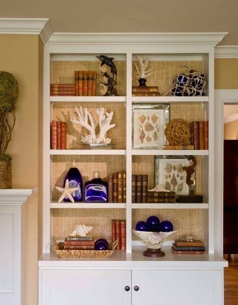 Grasscloth Backed Bookcase Going To Do This To My Bookcase Wall But In Blue Pretty