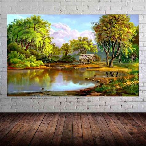 Quadro Pintura Paisagem Óleo Sobre Tela 3007 90cm A x 150cm L