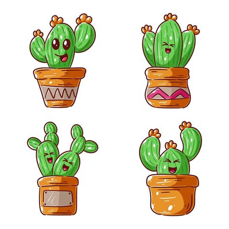 Hand drawn stylized cute cactus design set 41411492 Vector Art at Vecteezy