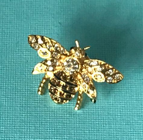 Vintage rhinestone bee pin bee lapel pin gold tone bee pin | Etsy