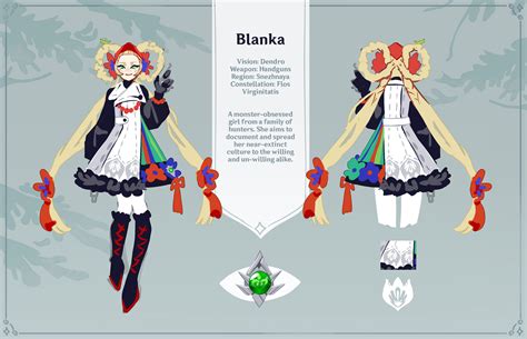 [OC] Here's my attempt at a Genshin OC! Meet Blanka, a Dendro gun user