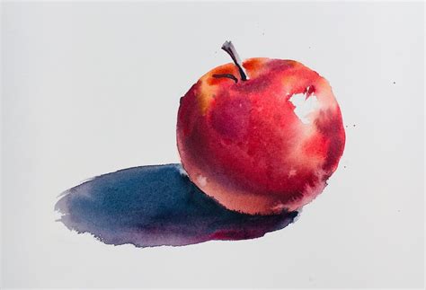 Como Pintar Una Manzana A La Acuarela Paso A Paso Estudio Santaella