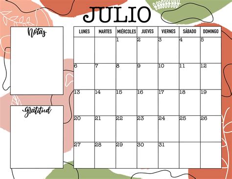 Descarga Totalmente Gratis Tu Calendario Mensual Del Mes De Julio