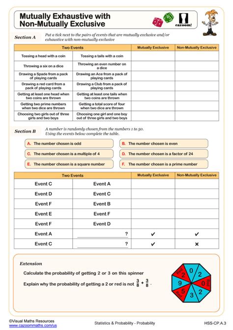 Mutually Exclusive Events Worksheet Geometry Pdf Worksheets