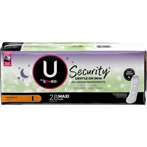 U By Kotex Security Maxi Overnight Pads Regular Fragrance Free 28 Count Buehlers