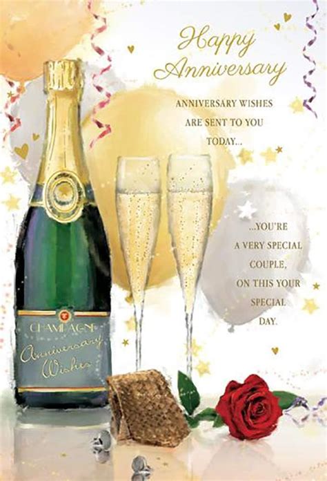 Uk Greetings Anniversary Card For Him Her Friend Champagne Flutes