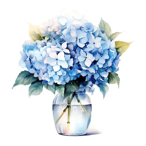 Ramo De Hortensia Azul En Un Jarr N De Estilo Minimalista Con Fondo