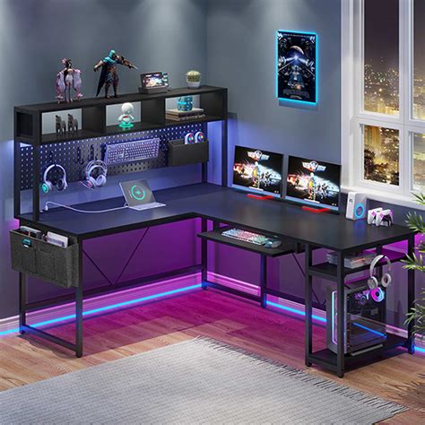 Sikaic L Shaped Reversible Gaming Desk Black