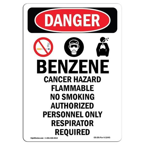 Signmission Safety Sign Osha Danger 18 Height Aluminum Benzene