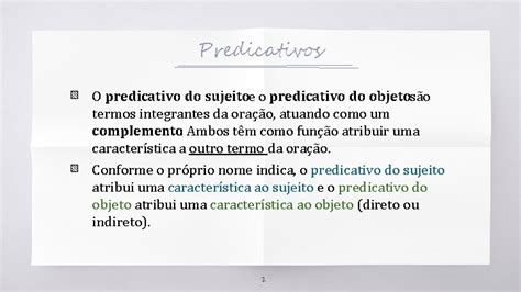 Predicativo Do Sujeito Predicativo Do Objeto Predicativos O