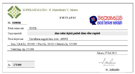 Aplikasi Kwitansi Format Excel Bendahara Edu Paperplane