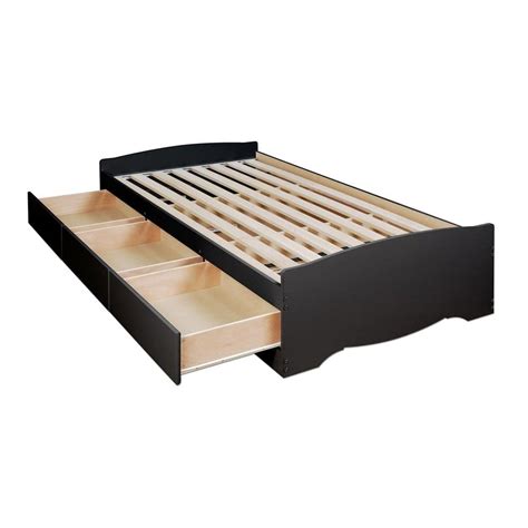 Prepac Sonoma Black Frame Twin Xl Wood Storage Platform Bed Bbx K