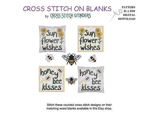 Sunflower Wishes Honey Bee Kisses Pillow Collection Counted Cross