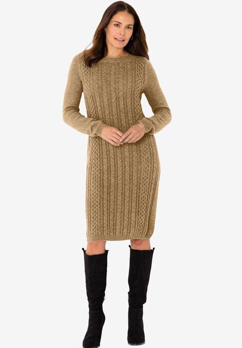 Cable Knit Sweater Dress Woman Within