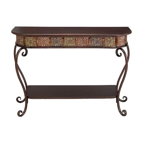 Litton Lane 43 In Brown Extra Large Rectangle Metal Embossed 1 Shelf