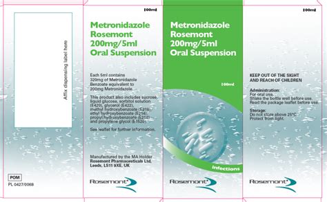 Approval Lapsed Metronidazole 200mg5ml Oral Suspension Rosemont