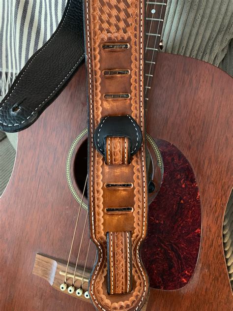 Leather Guitar Strap Deluxe Tooled Customized Etsy