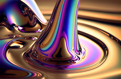 Abstract Iridescent Fluid Metallic Liquid Shine Background Holographic