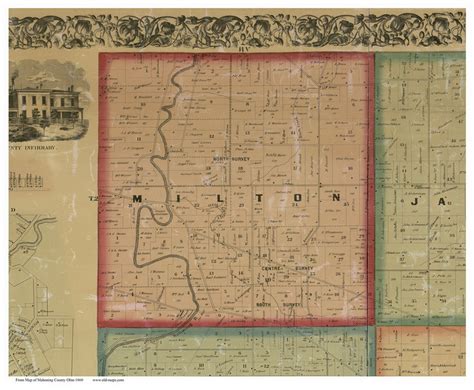 Milton Ohio 1860 Old Town Map Custom Print Mahoning Co Old Maps