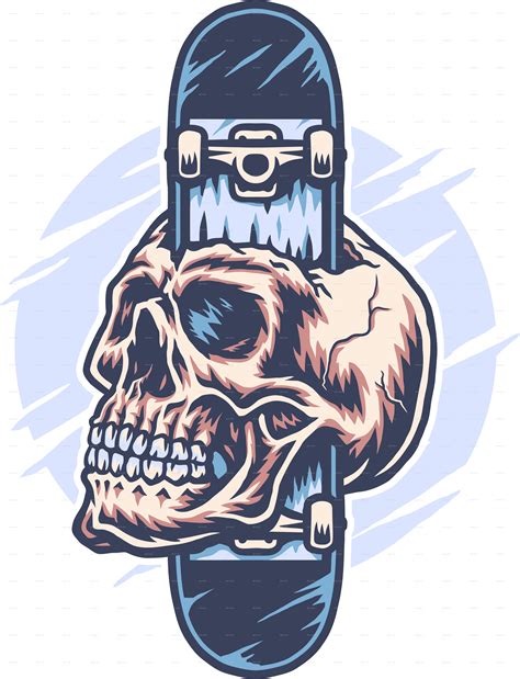 Skateboard Through Skull Vectors Graphicriver