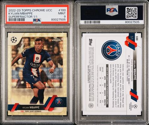 2022 23 Topps Chrome Kylian Mbappe 姆巴佩 爆金 1 1 Superfractor PSA 9 官宣皇马