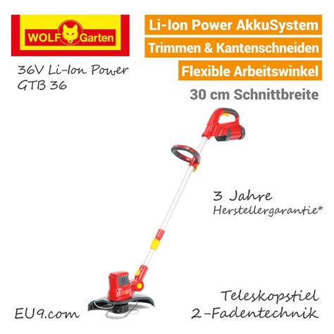 Wolf Garten GTB 36 Li Ion Power Akku Trimmer EU9