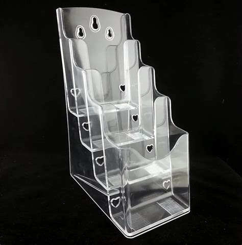 Clear A6 4 Tiers Plastic Brochure Literature Display Magazine Holder Racks Stand To Insert ...