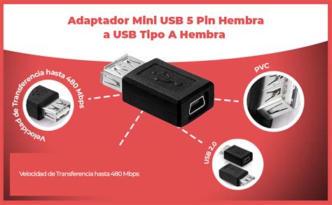 Cablepelado Adaptateur Mini Usb 5 Broches Femelle Vers Usb Type A Femelle Vitesse De Transfert