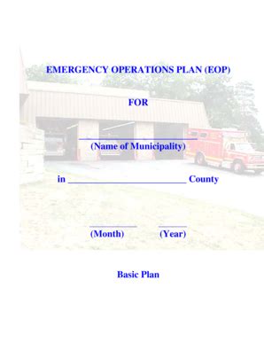 Fillable Online Emergency Operations Plan Eop For Name Of Municipality