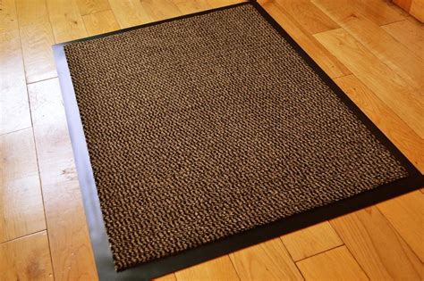 Medium Brown Black Non Slip Door Mat Rubber Backed Runner Barrier Mats