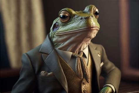 Premium AI Image A Frog In A Suit With A Tie And A Vest