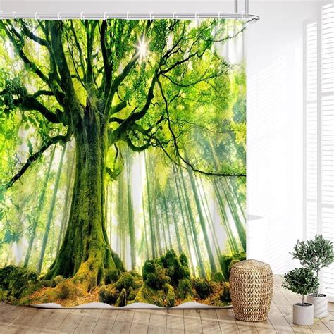 Nature Landscape Shower Curtain Ocean Tropical Rain Beach Sunset River