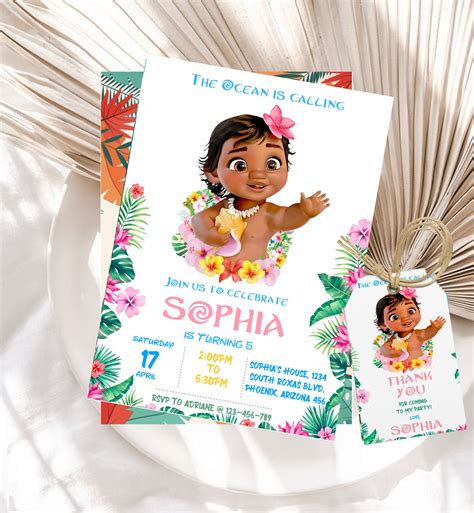 Plantilla De Invitaci N De Cumplea Os De Moana Editable Etsy M Xico