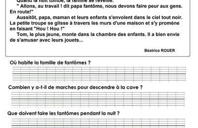 Texte questions de lecture production d écrit CE1 Tom le fantôme