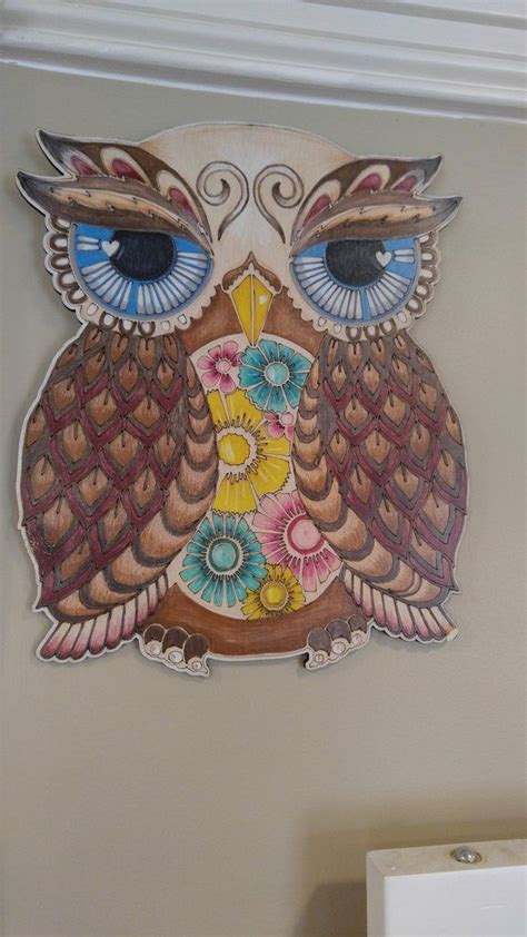 Color It Yourself Owl Pop Art Laser Engraved Birch Wood Pop Art