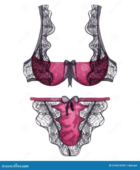 Watercolor Lingerie Hand Draw Underwear Fashion Illustration Stock