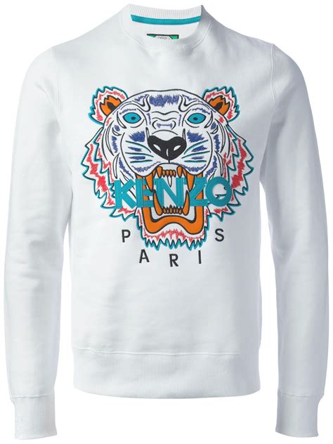 Kenzo Embroidered Tiger Sweater In White For Men Lyst