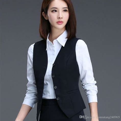 2017 Fashion Business Career Ladies Vest Work Wear Uniforms Slim V Neck