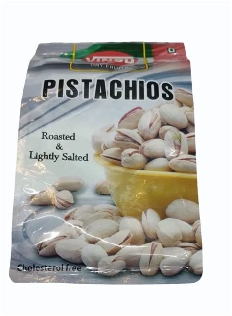 With Shell Vinod Roasted Lightly Salty Pistachios Packet Packaging