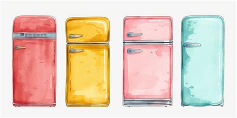 Premium Photo A Row Of Colorful Refrigerators Sitting Next To Each Other Perfect For