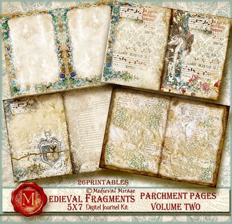 Medieval Fragments Vol 2 Parchment Pages 5 X 7 Digital Etsy