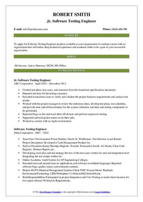 Software Testing Engineer Resume Samples Qwikresume